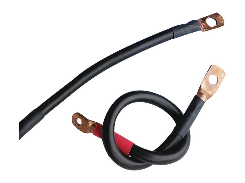 Mega Battery Cable Kit Inc Ground Cable With A 1/4" Bent, 45 Degree Lug & A 5" Auxiliary Wire Black