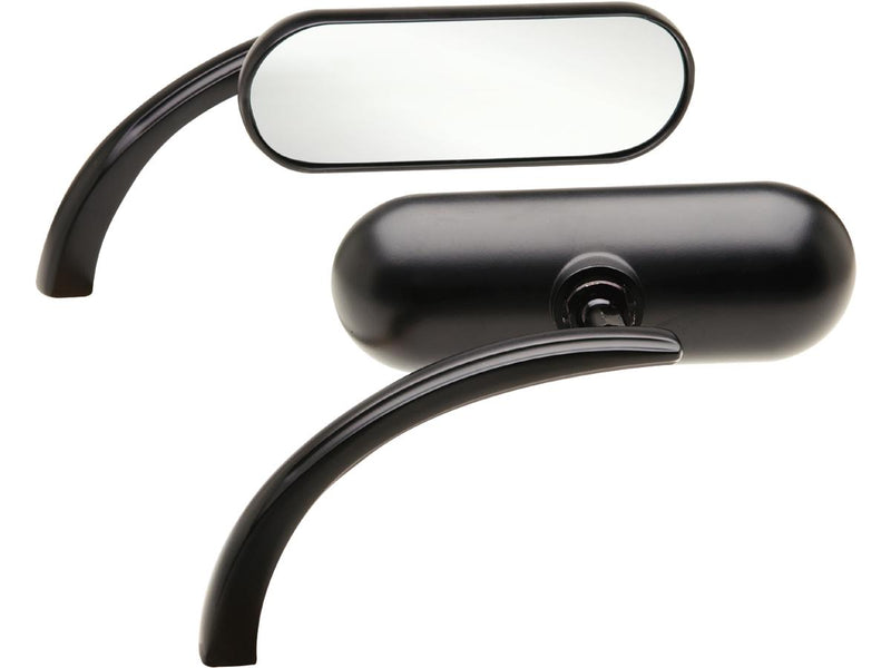 Mini-Oval Micro Left Mirror Black Powder Coated