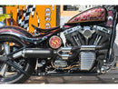 Bomb V2 Exhaust System Polished Smooth Heat Shield & Adjustable High End Cap Black 4" For 87-16 Softail