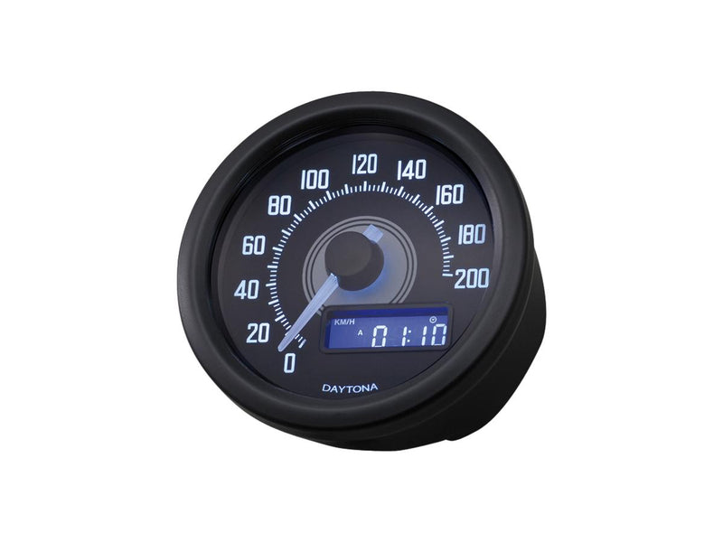 Velona Speedometer Stainless Steel Black / White LED 200 Km/H Gauge - 60mm