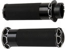 Beveled Fusion Grips Black Anodized Throttle Cables - 1 Inch