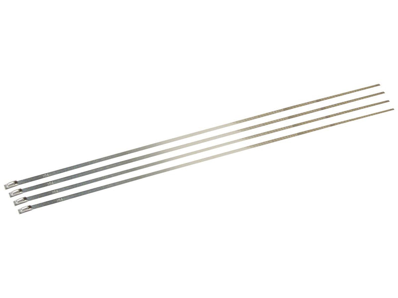 Exhaust Wrap Stainless Steel Locking Ties 14 Inch Long 3/16 Inch Wide - Pack Of 4