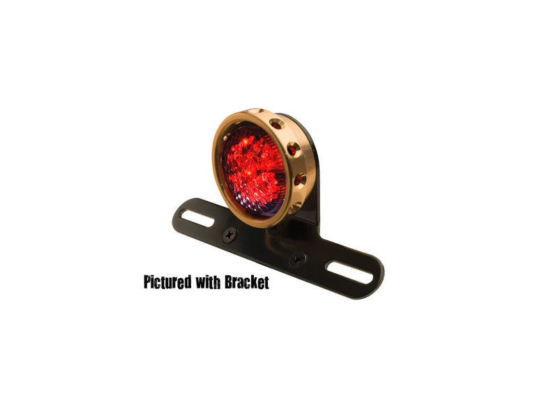 Retro Drilled LED Taillight Without Bracket Brass Brass Red LED