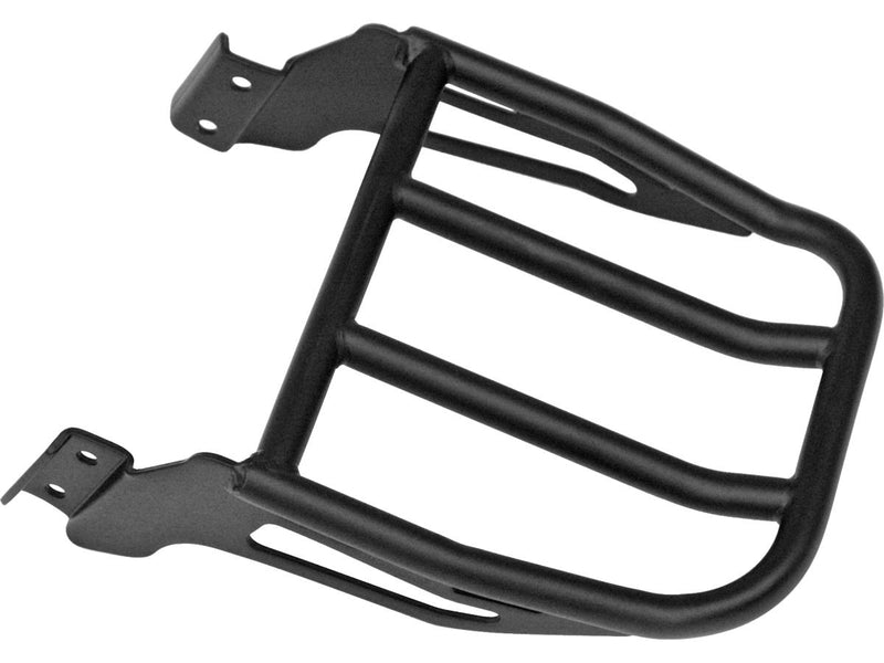 Softail & Dyna Solid Mount Backrest Luggage Rack Black Satin