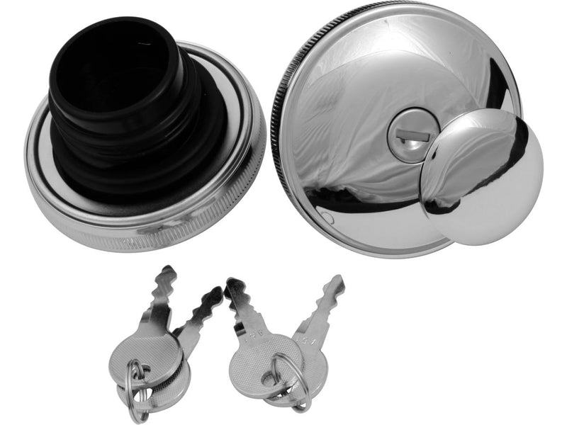 Lockable Gas Cap Set Set Of Left & Right Vented & Non-Vented Caps Chrome