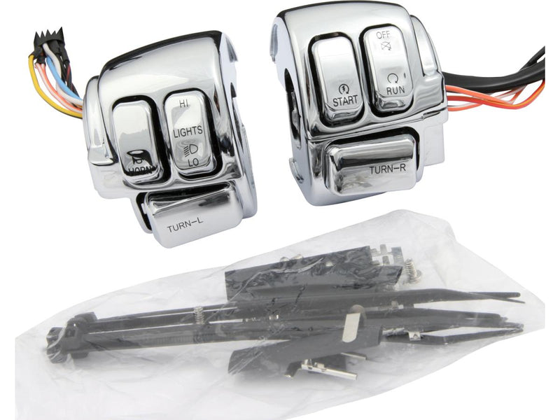 Handlebar Switch Housing Kit Chrome With Chrome Switches