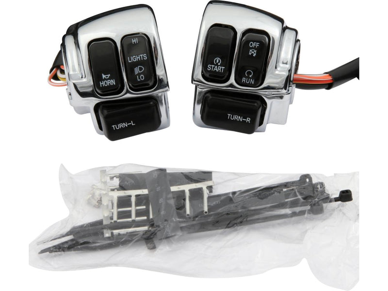 Handlebar Switch Housing Kit Chrome With Black Switches