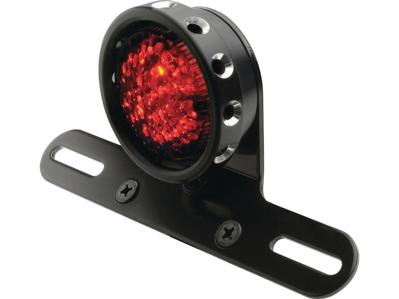 Retro Drilled Rucklicht With Bracket Black LED Red Lens