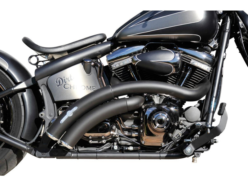 Hot Shot E3 Rainbow Down Under Exhaust System Black Coated For 87-16 Softail