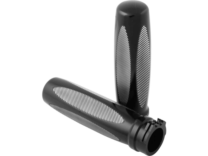 Ribbed Grips Black Anodized 1 Inch Throttle Cables