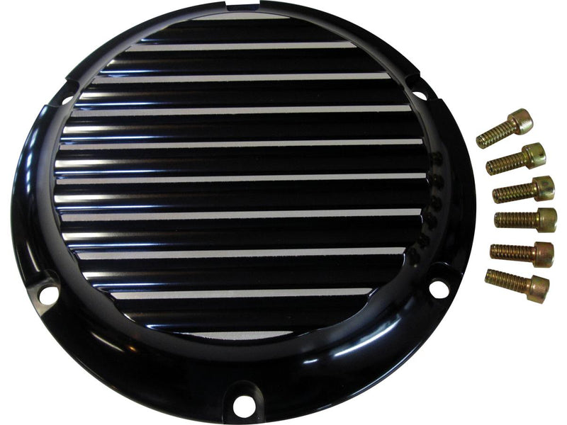 Finned Derby Cover 6-hole Black Anodized