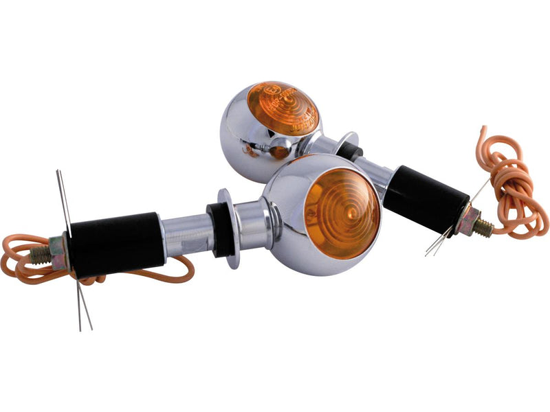 Bulls-Eye Bar End Turn Signal Chrome Orange Halogen