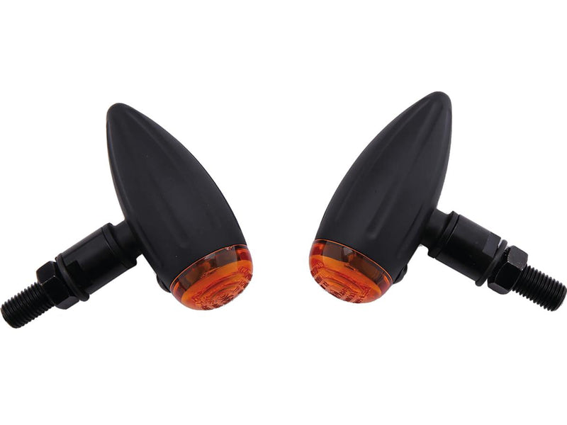 Micro Bullet Grooved Turn Signal With Milling Black Amber Halogen