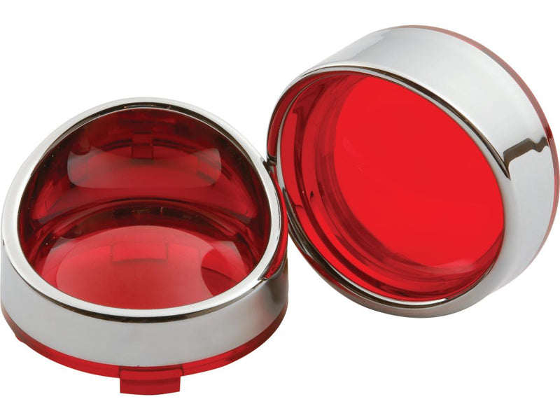 Deuce Turn Signal Visor Bezel Kit Red Lens Chrome