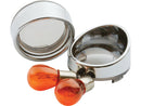 Deuce Turn Signal Visor Bezel Kit Smoke Lens Amber Bulb Chrome