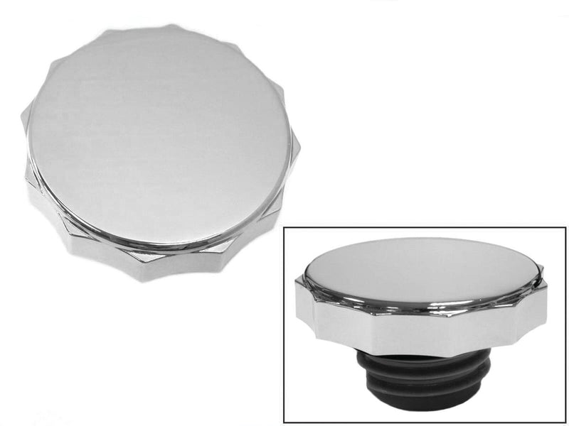 Deluxe Scalloped Gas Cap Left Side Cap Only (Non-Vented) Chrome For 84-95 Softail