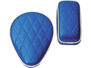 Small Spring Diamond Solo Seat White Piping Blue Metalflake White Vinyl