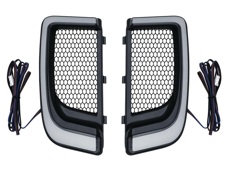 LED Tracer Fairing Lower Grills Black Satin White LED