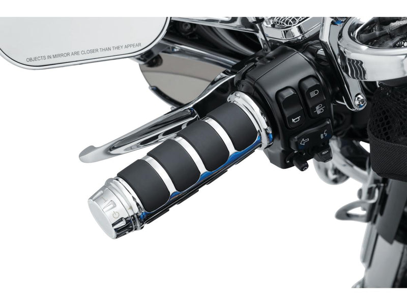 ISO Grip Covers For HD Heated Grips Chrome 1" Throttle By Wire