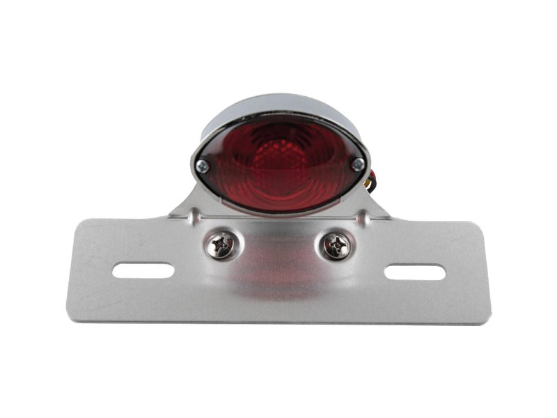 Micro Cateye Taillight With License Plate Bracket With License Plate Bracket Chrome Dual Filament
