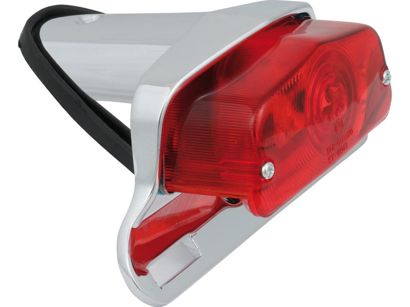 Lucas Taillight With License Plate Bracket Chrome Red Dual Filament