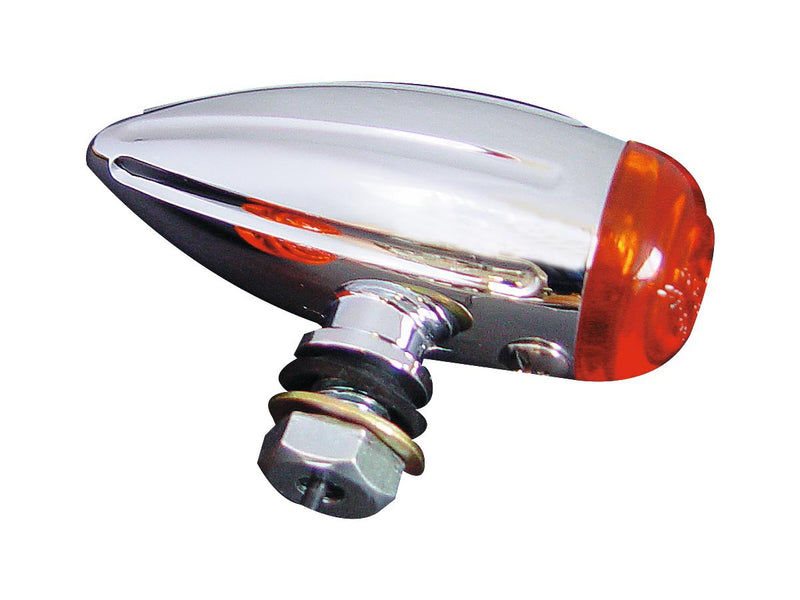 Micro Bullet Grooved Turn Signal With Milling Chrome Amber Halogen