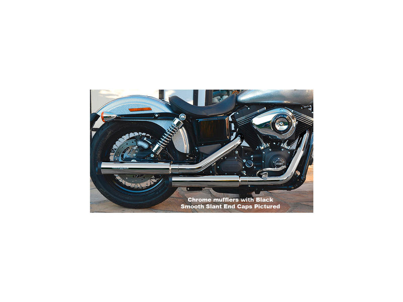 Gun Smooth Slip On Mufflers Slant End Cap Black Show Chrome For 14 FXDBB