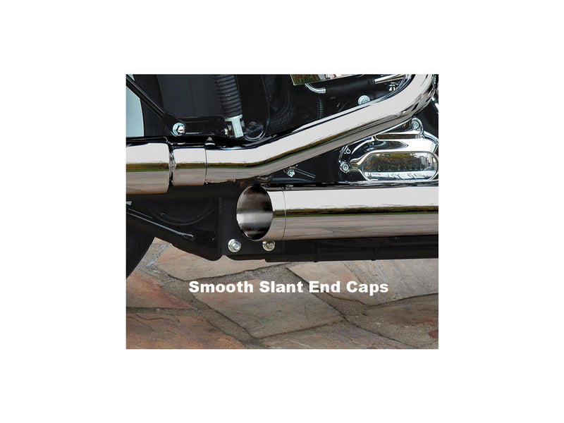 Gun Smooth Slip On Mufflers Slant End Cap Polished Black For 14-16 FLSTN