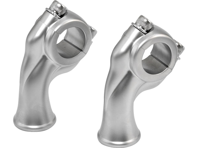 Deluxe Risers 2.5 Inch High & 1 Inch Pullback In Satin Chrome Finish