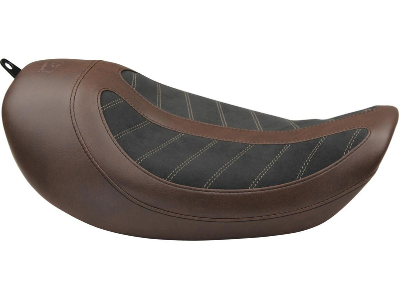 Fred Kodlin Signature Series Solo Seat Black / Dark Brown Alcantara Leather For 06-17 Dyna