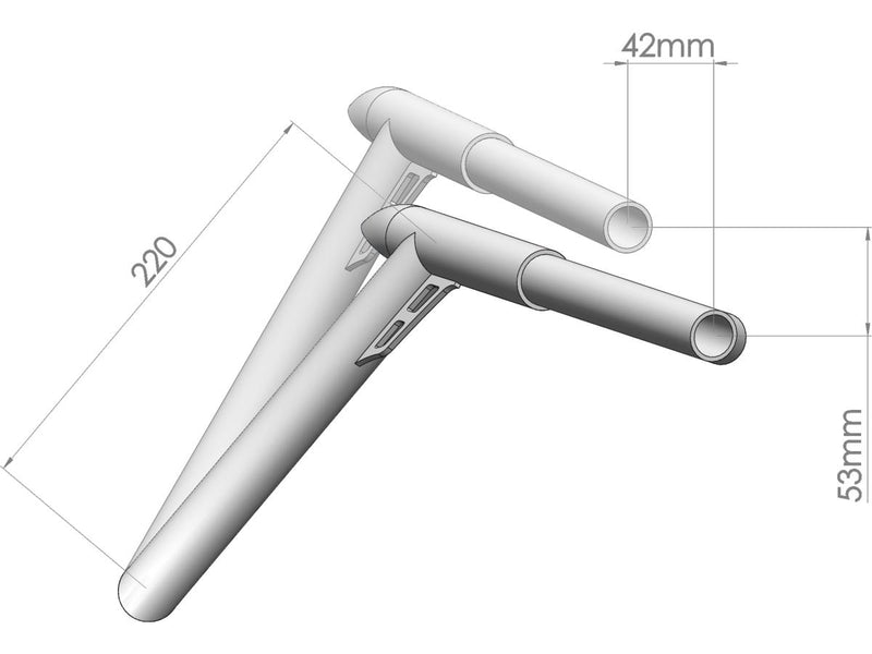 Handlebar Polished Reduced Reach 30mm 220mm Height 895mm Width