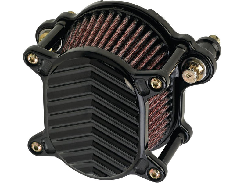 Omega V-Fin Air Cleaner Black For 99-17 Dyna