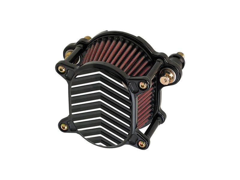 Omega V-Fin Air Cleaner Black / Silver For 07-20 Sportster