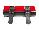 Mexican Serape Roll-up Blanket With Black Leather Belts Rainbow Serape