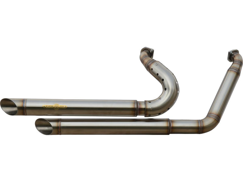 Top Chopp Slant Outline Headpipes Va Satin Heat Shield Breakout / Dyna Raw Hole - 2 1/2 Inch
