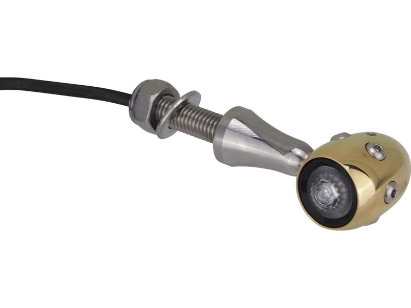 Retro LED Turn Signal V2A Polished Stem Brass Polished Brass Polished Clear