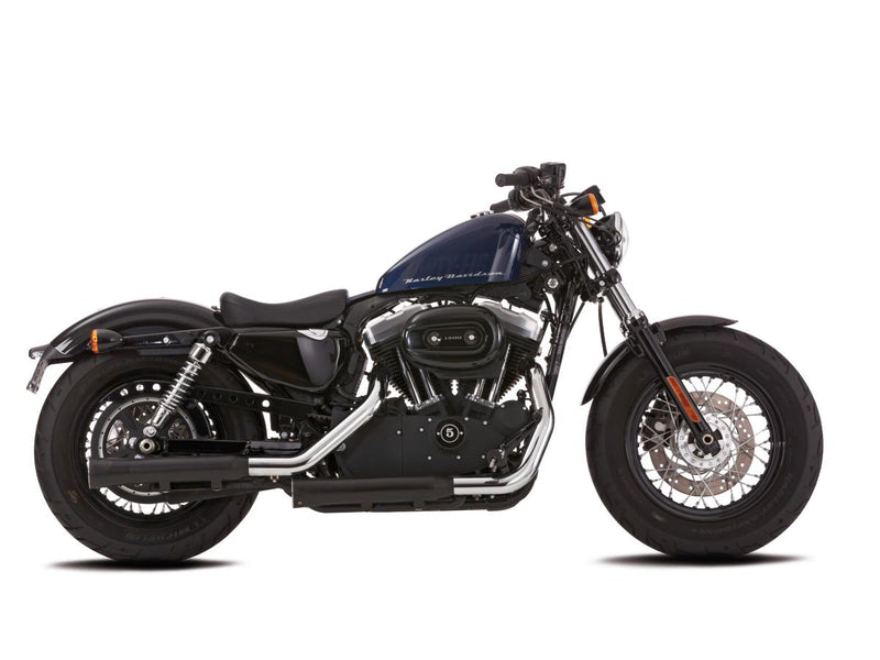 Double Groove Slip-On Mufflers Matt Black For 17-20 Sportster