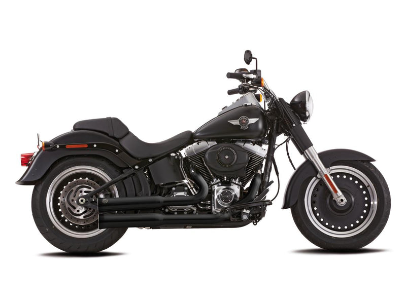 Double Groove 2 In 2 Exhaust System Satin Black For 07-17 Softail