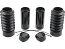 Fork Covers 6 Pieces With Lower Fork Rubbers With Cult-Werk Logo Black Gloss Powder Coated
