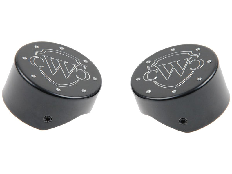 End Cap Fork Cover Cult-Werk Fork Cap With Logo Black Powder Coated For 18-20 FXBRS 114