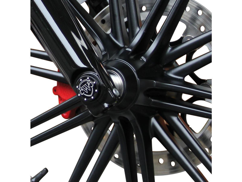 Front Axle Cover With Cult Werk Logo Black Gloss Powder Coated For 18-22 Softail