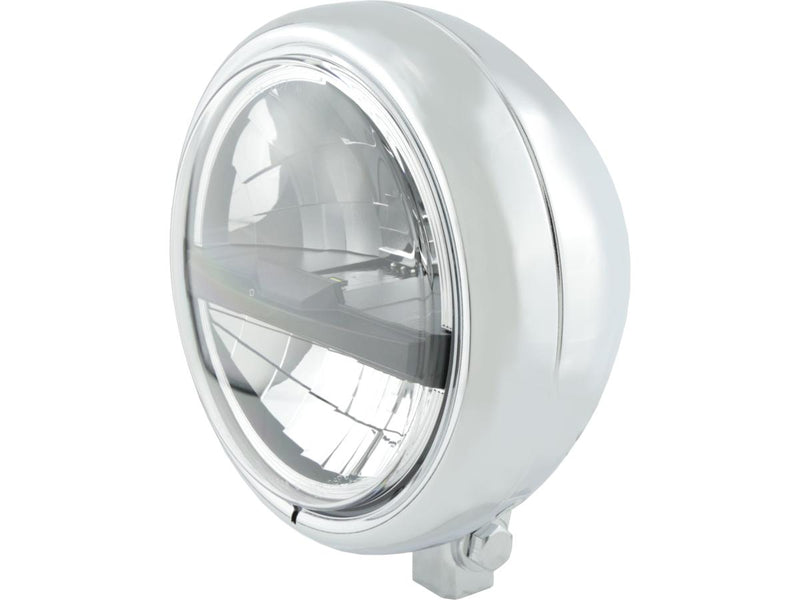 Pecos Type 5 LED Headlight Chrome Bottom Mount - 5-3/4 Inch