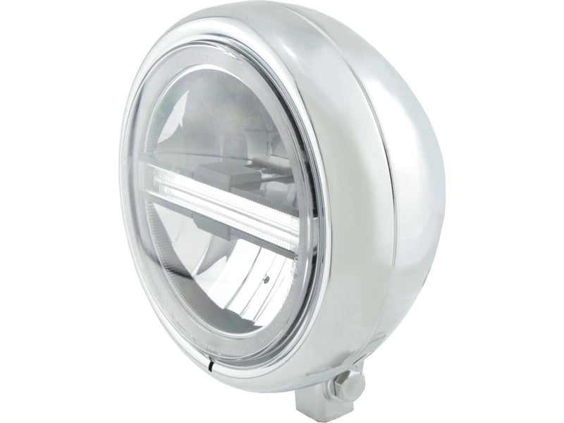 Pecos Type 6 LED Headlight Chrome Bottom Mount - 5-3/4 Inch