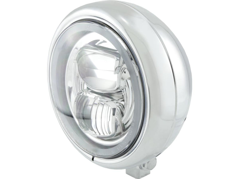 Pecos Type 7 LED Headlight Chrome Bottom Mount - 5-3/4 Inch