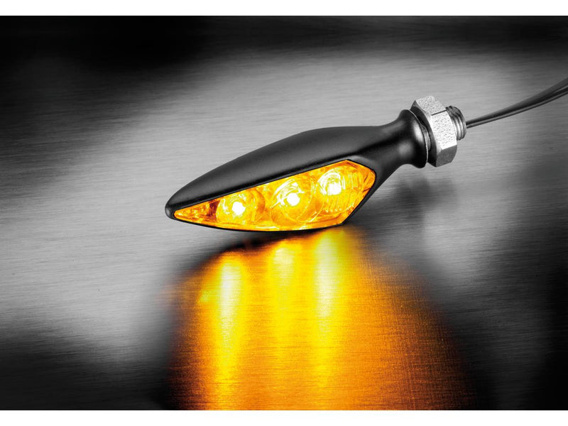 Rhombus S Extreme LED Turn Signal Front Left / Rear Right Black Clear LED