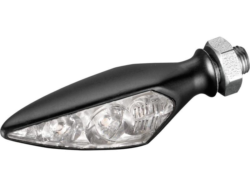 Rhombus S Extreme LED Turn Signal Front Left / Rear Right Black Clear LED