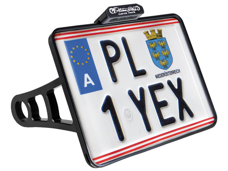 Side Mount License Plate Kit Austrian Specification 210x170mm Black Anodized For 18-23 Softail