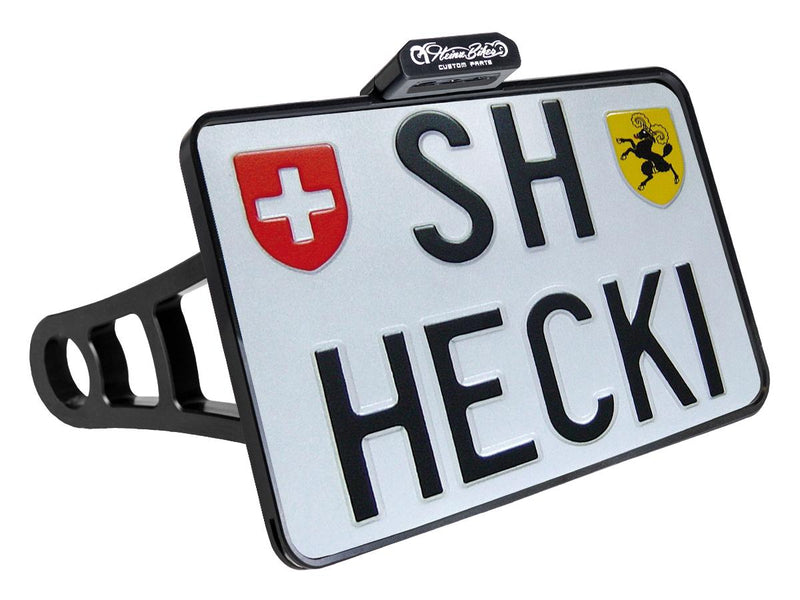 Side Mount License Plate Kit Swiss Specification 180x140mm Black Anodized For 08-17 Softail