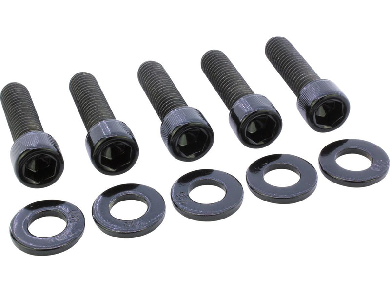 Sprocket / Pulley Screw Kit 5 Allen Head Screws & 5 Washers Gloss Black Powder Coated For 91-20 Sportster