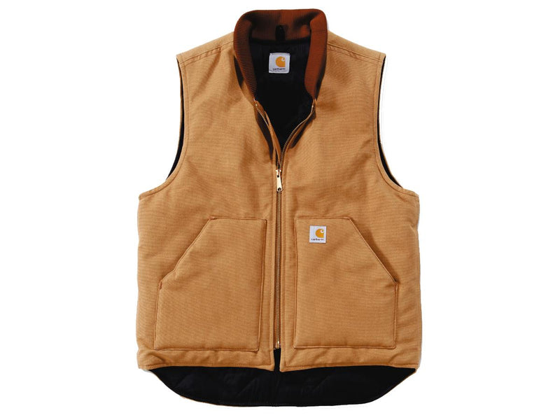 Relaxed Fit Firm Duck Insulated Rib Collar Vest Carhartt Brown